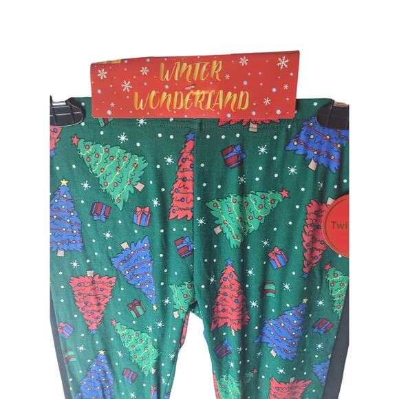 Just One Winter Wonderland Christmas Tree Two Pack of Leggings, Women's Medium - Picture 2 of 5